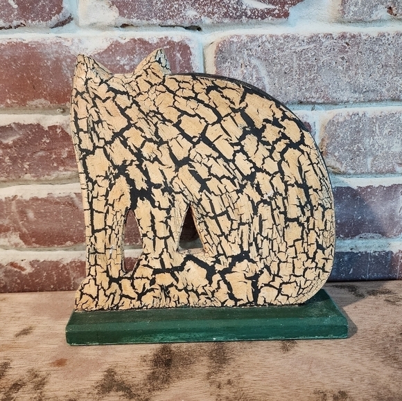 Vintage Cat Folk Art Wood Figurine - Picture 5 of 6